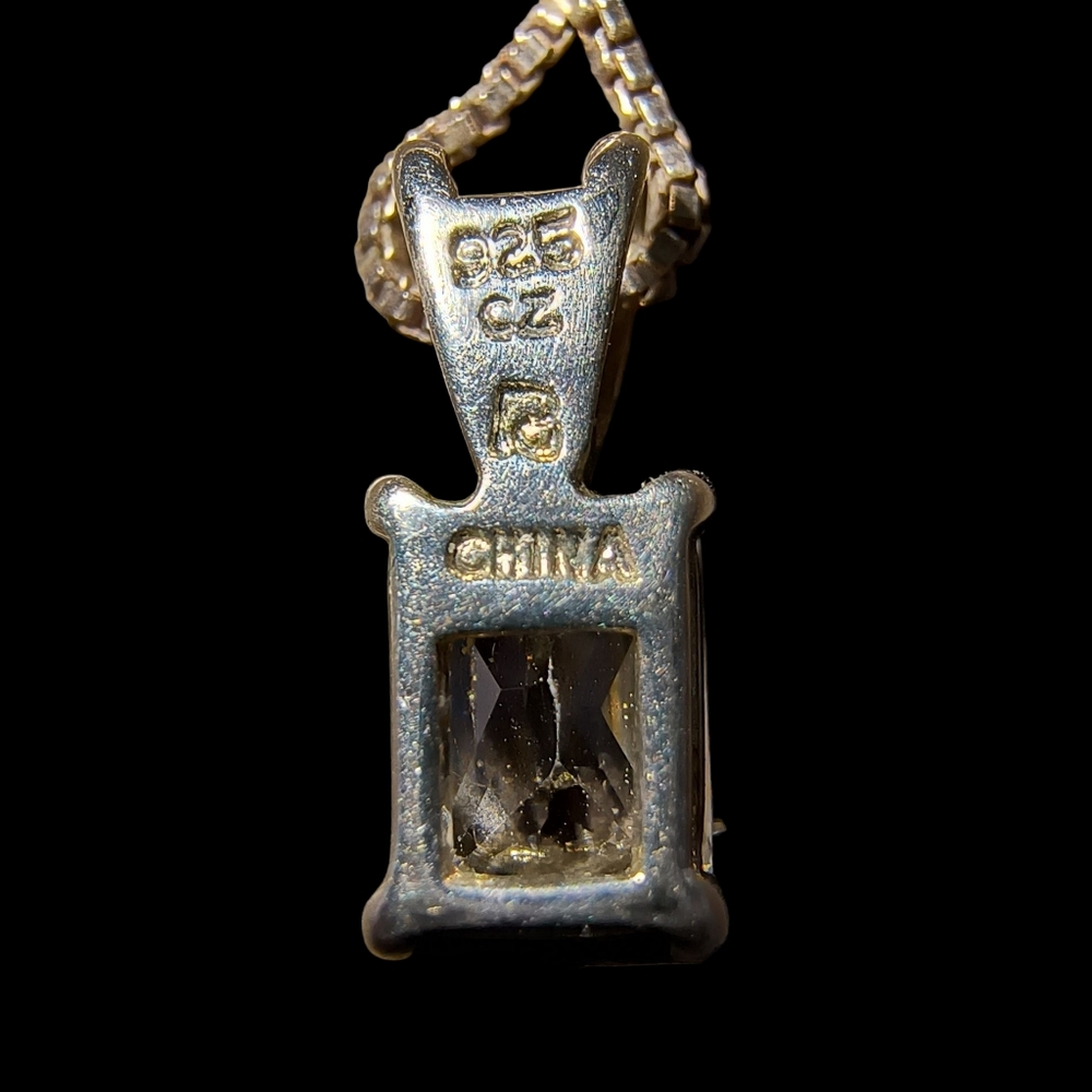 Elegant Cubic Zirconia And Sterling Silver Minimalist Pendant Necklace - Picture 8 of 10